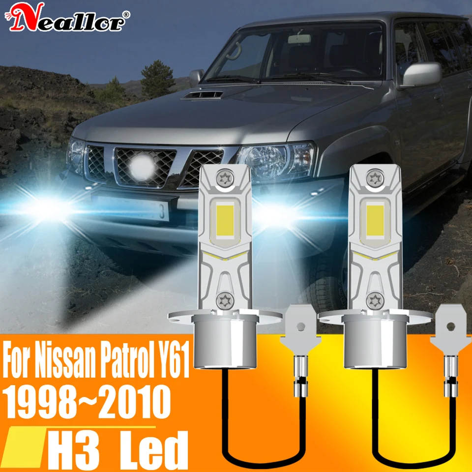 2x H3 LED hmlové hmlové svetlo Canbus žiarovka Vysoko výkonná automatická dióda jazdná lampa 12V 55W pre Nissan Patrol Y61 1998 ~ 2010