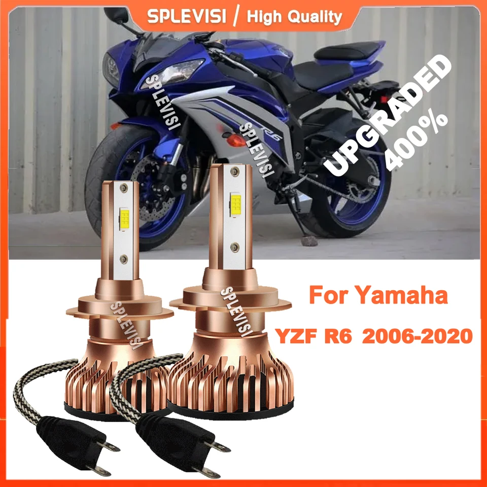 2x H7 Motocykel LED svetlomety Motorbike Light CSP 360 ° Uhol pre Yamaha YZF R6 2006-2020 2007 2009 2010 2010 2012 2013 2013 2014 2015
