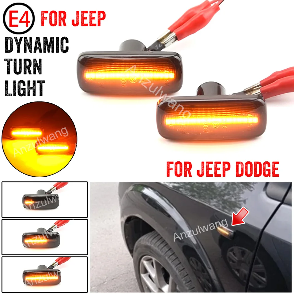 2x LED dynamická bočná markerová indikátorka zákruta SILDING FLOW FLAF OPREATER LIGHT pre veliteľa Jeepa Patriot Compass Grand Cherokee