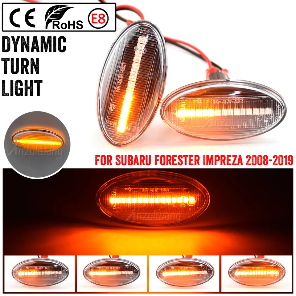 2x LED dynamická bočná markerová lampa Turn Signal Side Side Opereter pre Subaru Impreza WRX STI Subaru Forester 2008-2019