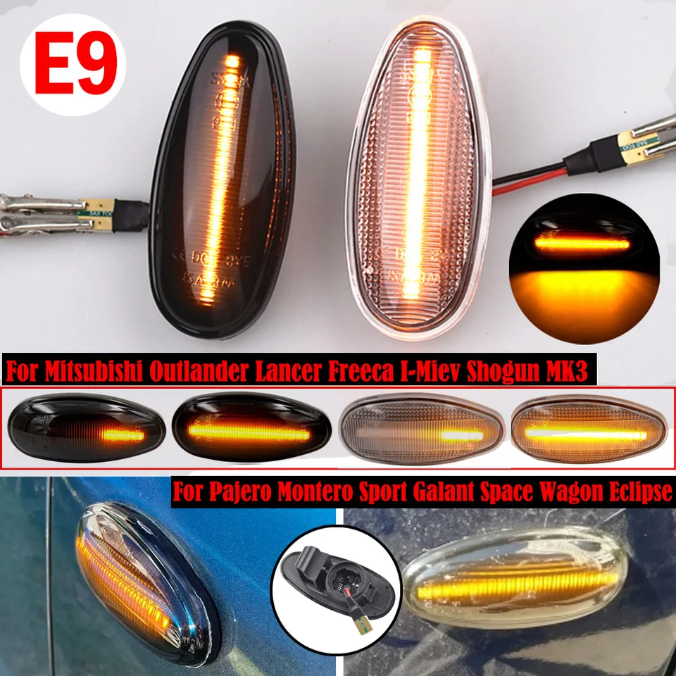 2x LED Dynamické bočné markerové svetlá Otočte signálne svetlá pre Mitsubishi Lancer 8 Montero 3 Pajero 3 Outlander 1 Delica 4 I Miev Space