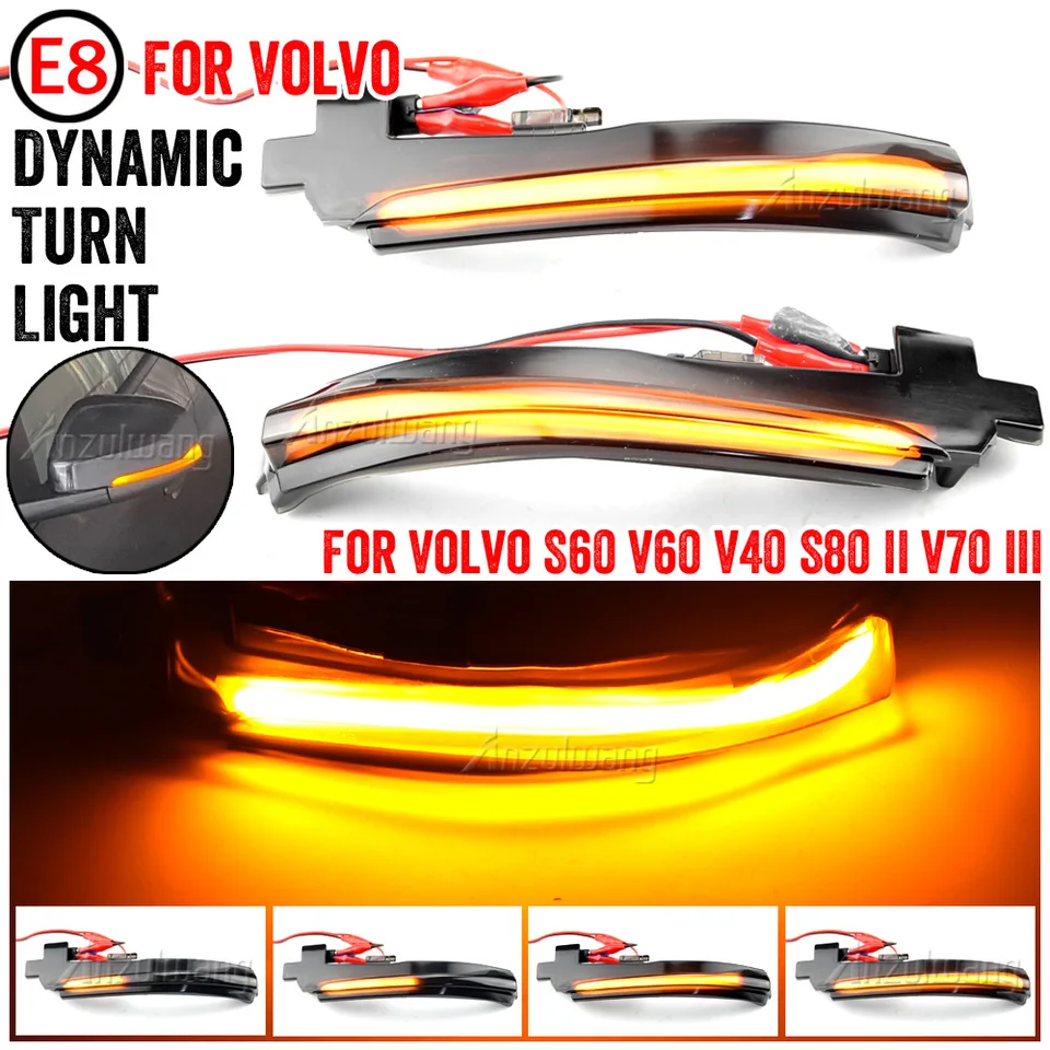 2x LED sekvenčné dynamické bočné zrkadlo Blinker Svetlové svetlo svetla pre Volvo S60 CC S60 II S80 II V40 CC 40 II V60 V60 CC V70