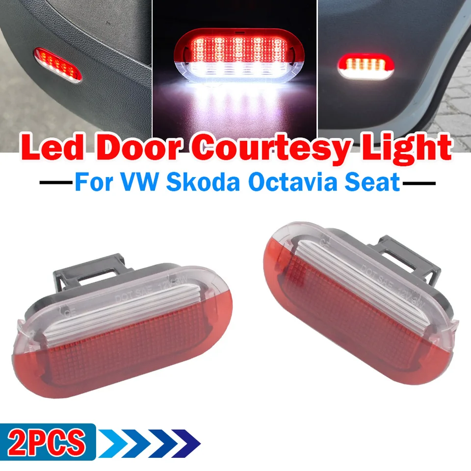 2x LED VAROVANIE VÝSTRAHA LIGHT Interiér s láskavým dovolením pre uvítaciu lampu pre VW GOLF MK3 MK4 Polo Jetta Sharan Vento Touran Skoty Octavia Sedadlo