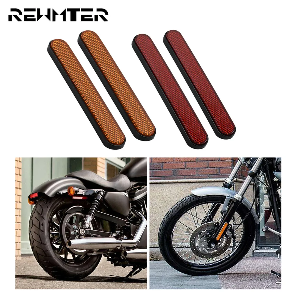 2x Motocykel ABS Zadné blatníky bočné reflektory Spodné nohy Slider Presúva bezpečnostné výstrahy Červená/oranžová pre Harley Sportster 883 Dyna Softail
