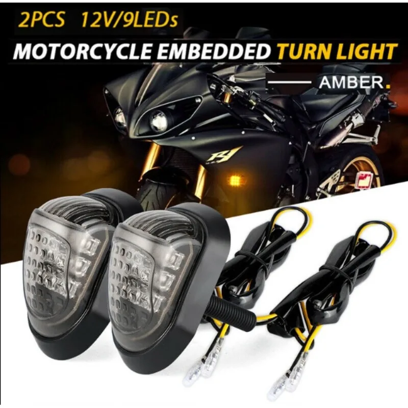 2x Motocyklové splachovacie držiaky Signály Amber 9 LED indikátory svetlá Universal