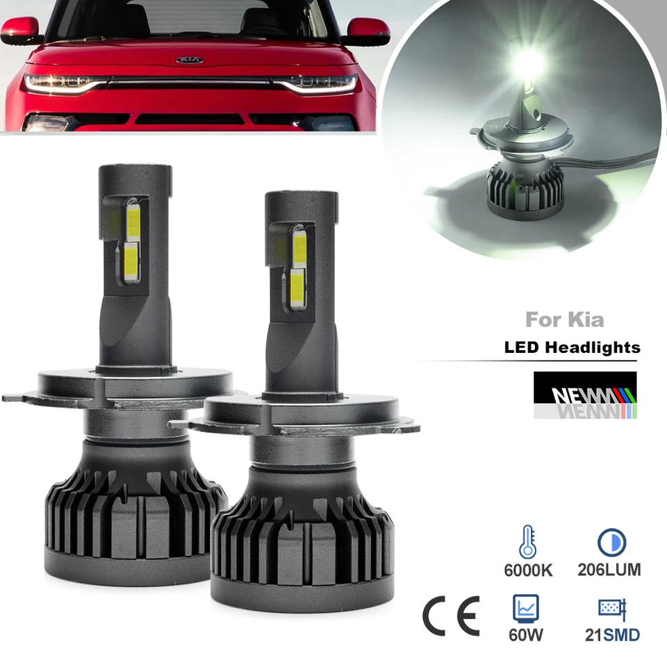 2x pre Kia Soul 2020 2021 2022 2023 Front H19 H4 9003 LED HI/LO SILA SPEATION CONSTRONSE 6500K CANBUS Plug N Play žiarovka
