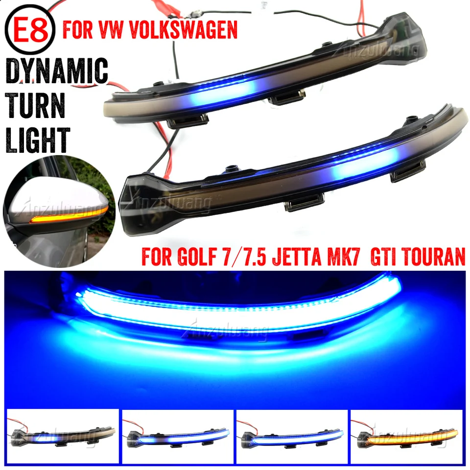 2x pre VW Volkswagen Golf 7 Jetta Mk7 VII MK7 Golf 7.5 GTI R Touran LED Dynamic Turn Signal Side Side Side Mirror Sequential Blinker