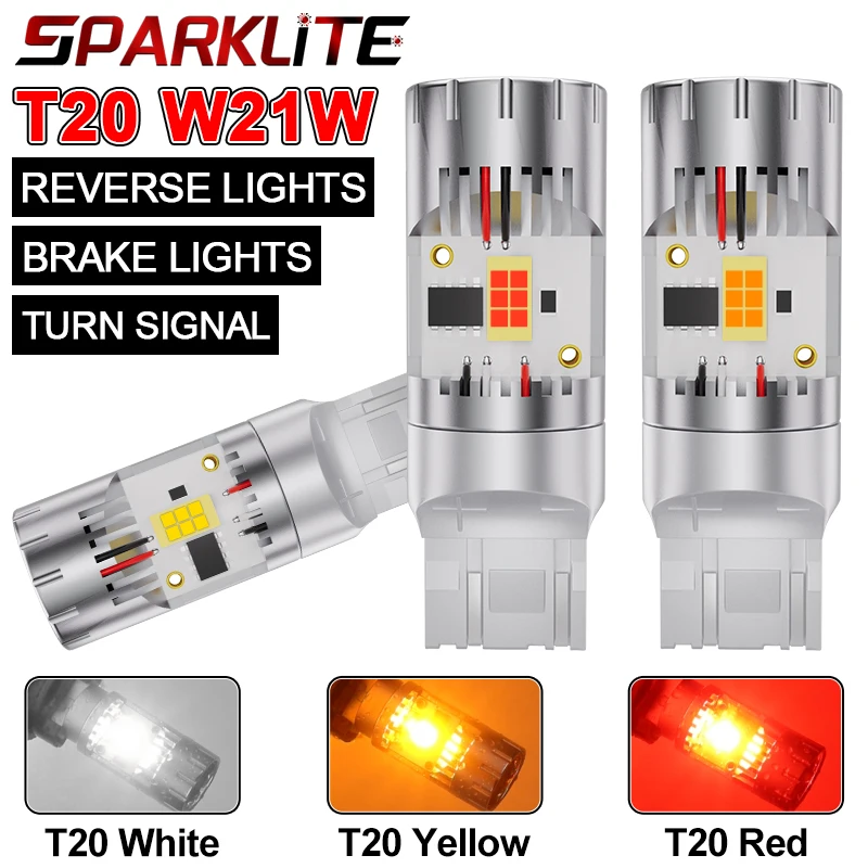 2x T20 7443 LED W21W WY21W W21/5W LED T25 3157 LED žiarovky CANBUS Žiarovka Biela reverzná DRL DRL chvostové parkovacie svetlo pre signálnu žiarovku automobilu