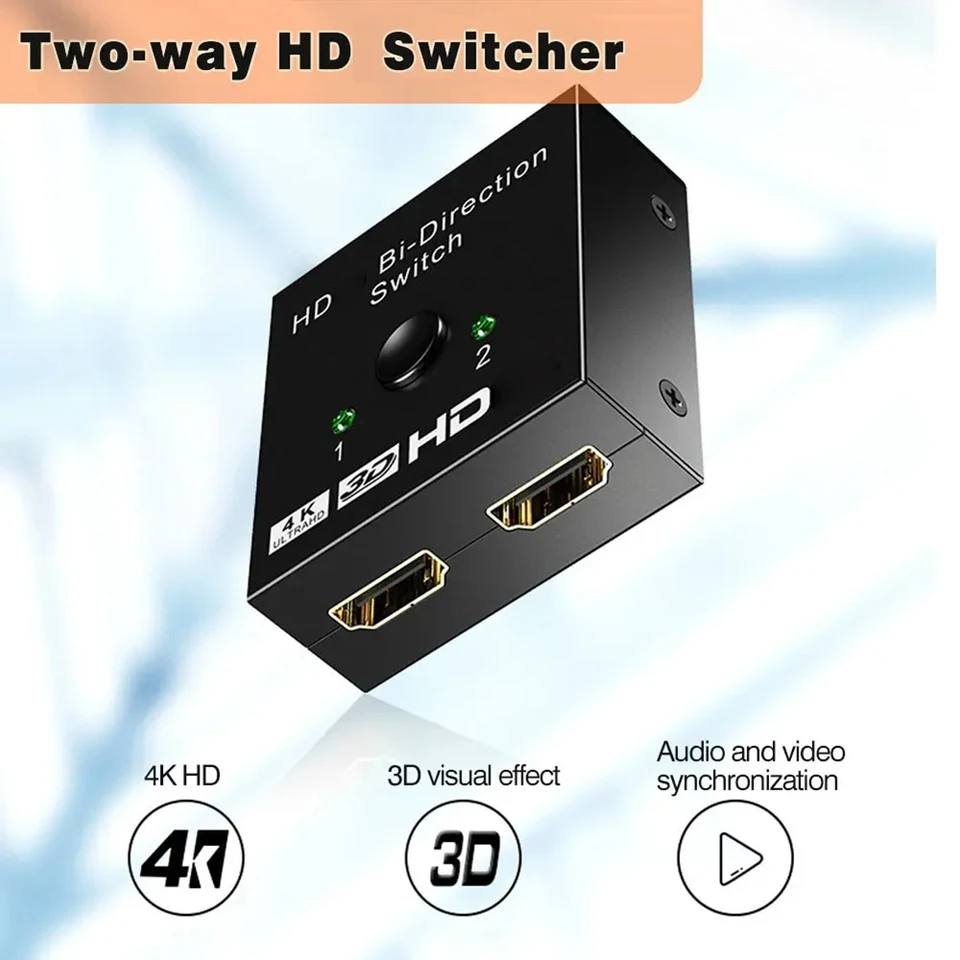 2x1 1x2 Obojsmerný prepínač kompatibilného HDMI 4K 60 Hz adaptér zliatiny hliníka 2 v 1 out 1 v 2 out pre Xbox PS5/4/3