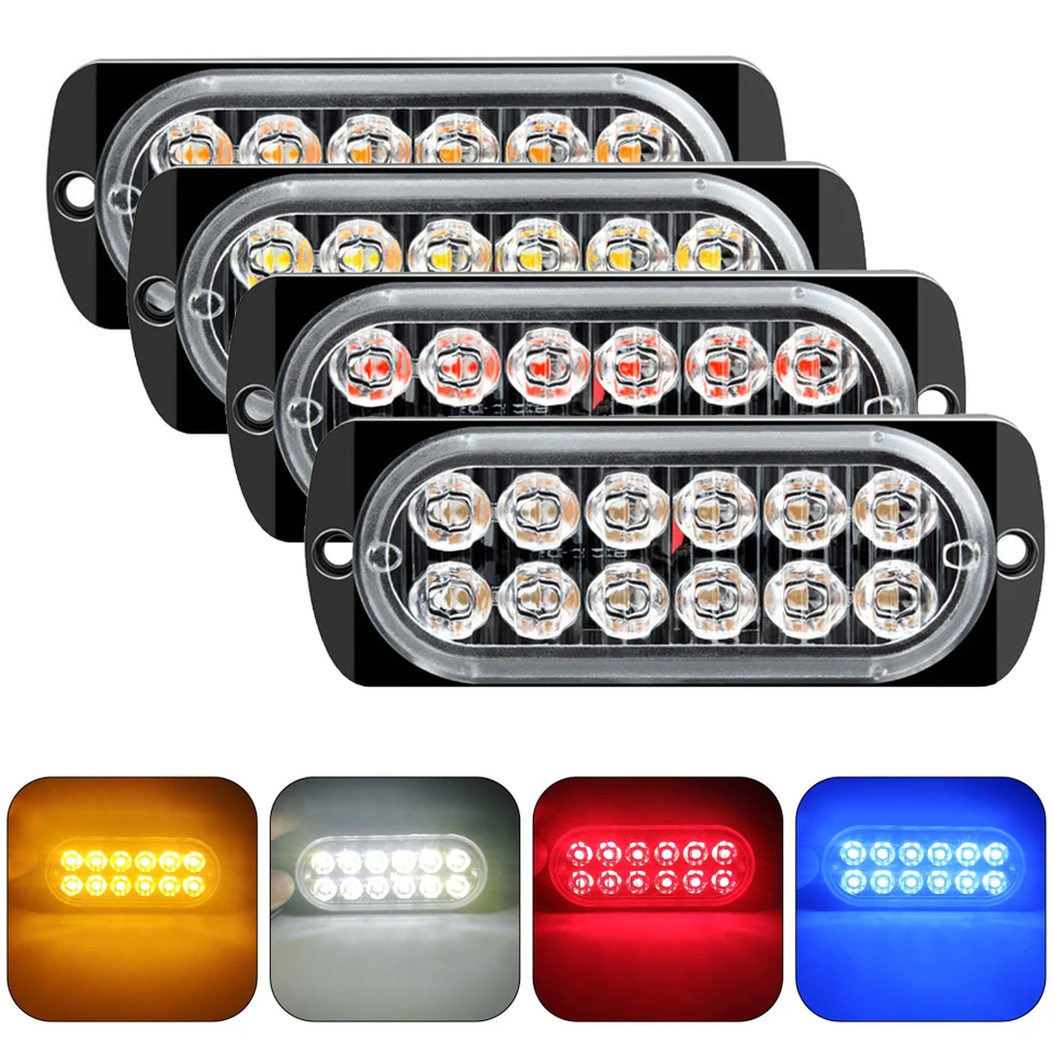 2x12 LED auto núdzové svetlo Svetlo Svetlo Light Grill Zlomenie blikajúceho SUV Truck Trailer Beacon Lamp Bočné svetlo pre autá Príslušenstvo