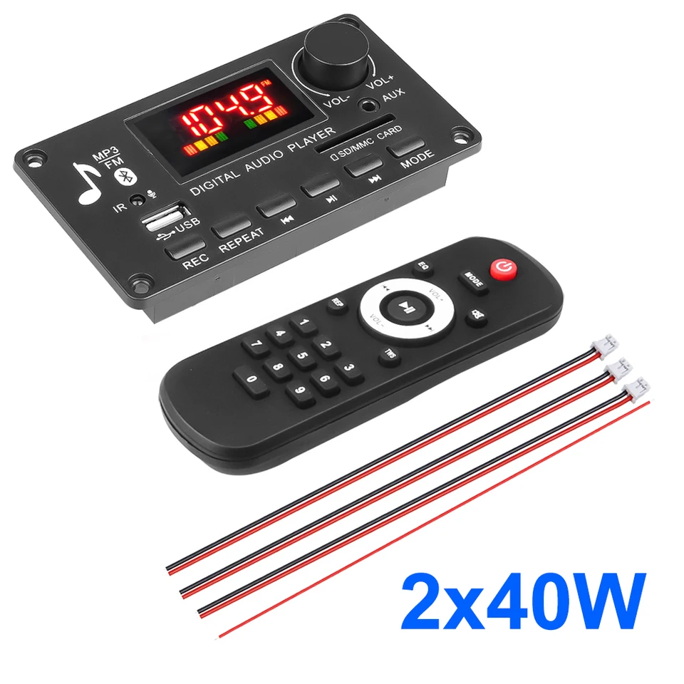 2x40W zosilňovač 5V-26V MP3 prehrávač Bluetooth 5.0 Decoder Board Car FM Radio Modul Podpora TF USB AUX 3.5