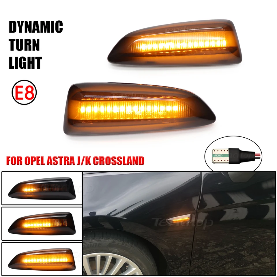 2xdynamic Amber LED LED blikajúce zákruta Signal Signal Side Marker Lamp pre Opel Astra J Astra K Zafira C Insignia B Grandland X