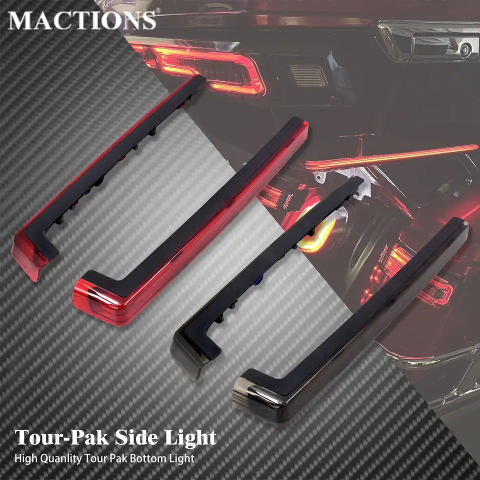 2xmotorcycle Tour Pak Pack Accent Side LED LED svetlo lampa červená/dym pre Harley Touring Electra Street Road Glide Trike 06-2022
