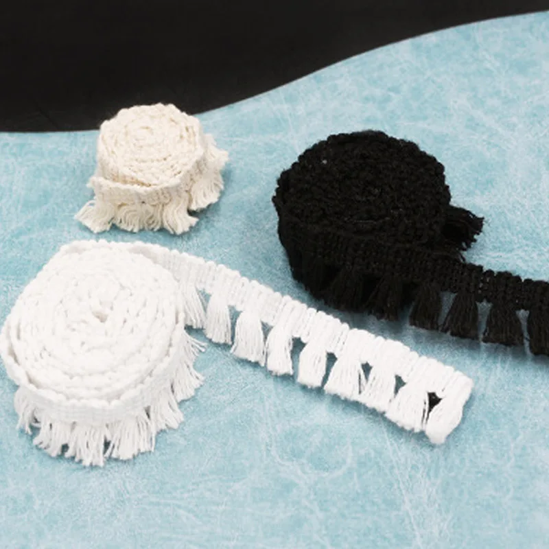 2yard/šarža Tassel Lace Trim Bavlnené vlákno latinské šaty pódium odevné záclony DIY príslušenstvo 1,8 cm biela šedá červená čierna