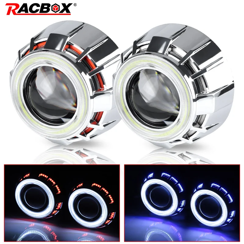 3,0 palca LED Angel Eyes Projector šošovky Bi-vedené šošovky biele červené modré halo bežecké svetlá Oprava pre zostavu svetlometu H4 H7