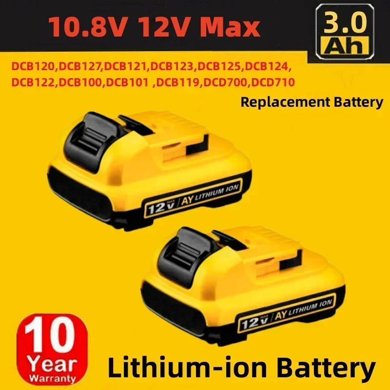 3,0AH 10,8 V 12V Maximálna výmena lítium -iónovej batérie za dewalt DCB120 DCB123 DCB122 DCB127 DCB124 DCB121 Nabíjateľné batérie