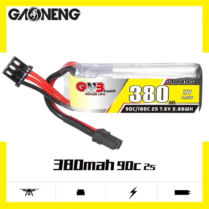 3-10ks gaoneng gnb 2s hv lipo batéria 380MAH 7,6V 90c/180c s zástrčkou XT30 pre betafpv beta75x 2s beta65x 2s whoop whoop dron