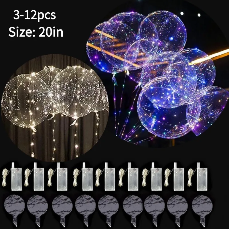 3-12ks LED LED BALLOONS GLOW GLOW v tmavo priehľadných balónikoch LED BOBO BALLOONS S Light String For Party Festival Decor