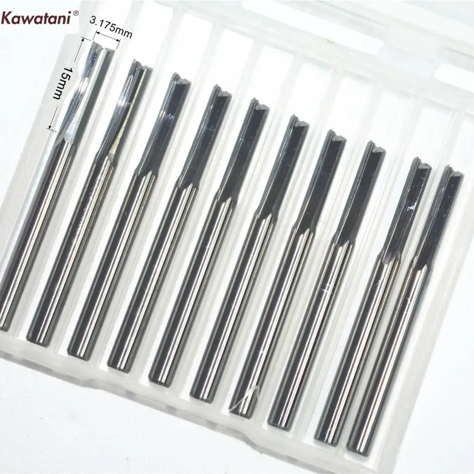 3,175 mm*15 mm, 10ks, koncový mlyn na výrobu karbidu CNC, frézovacia rezačka s dvom
