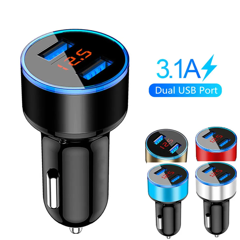 3.1A LED displej USB nabíjačku na nabíjačku automobilu pre Mercedes BMW E46 Fiat Panda BMW E90 Audi A4 B8 Fiat