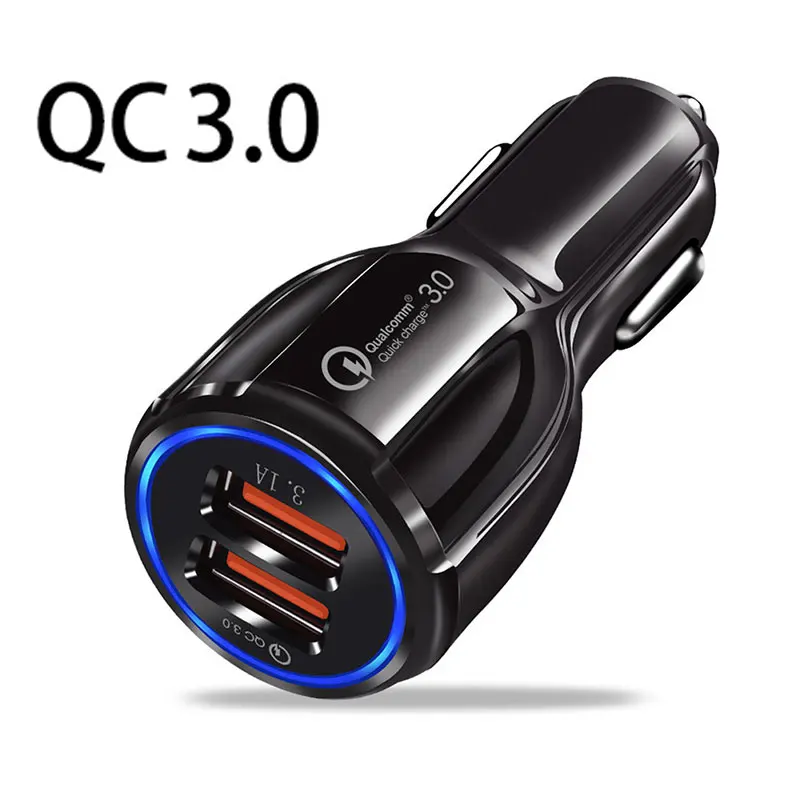 3.1A QC3.0 nabíjačka automobilu 12-24V Adaptér auta Socket Splitter Cigaret Righter 2 USB nabíjačku s rýchlym automobilom pre iPhone Xiaomi