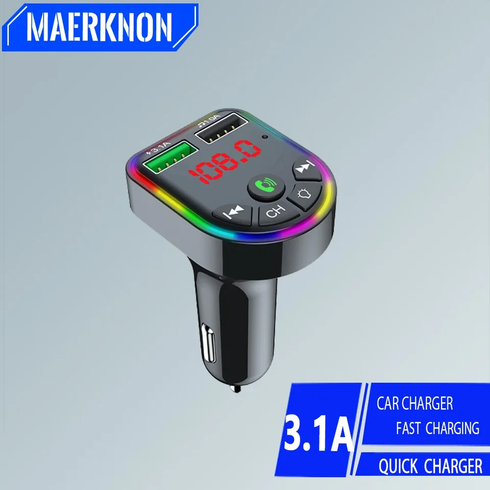 3.1A USB CAR Charger Digital Display Bluetooth 5.0 Rýchle nabíjanie telefónneho adaptéra pre iPhone Xiaomi Samsung Car Phone nabíjačka QC3.0