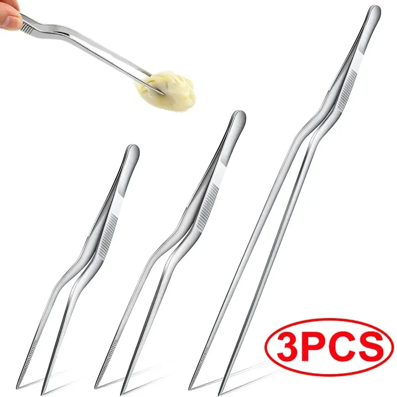 3/1ks kuchynské pinéry Tweezer BBQ Tweezer Food Clip Klip kuchyňa Bar šéf z nehrdzavejúcej ocele prenosný pre piknikový grilovanie