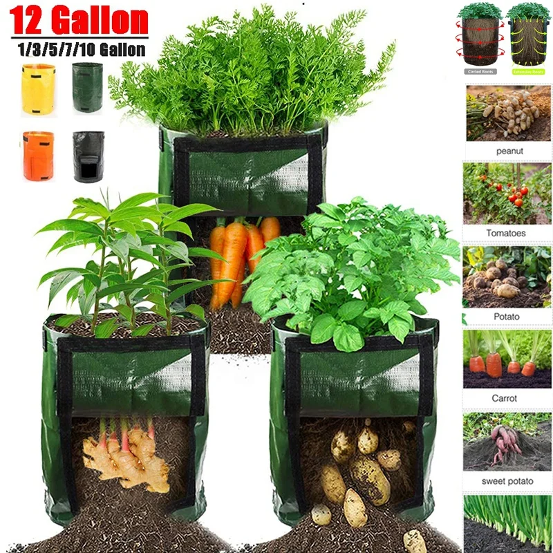 3/3/5/7/10/12 Gallon Gallon Pestovacia nádoba vrecká DIY Plant Plant Zelenina Záhradníctvo Zahustenie hrnca Planting Bag Záhradné náradie