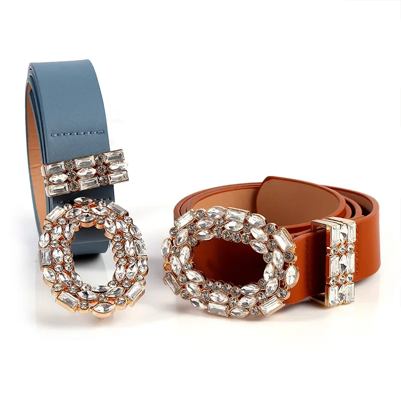 3,3 šírka módy Dámsky pás PU Luxury Shining Shinestone Belts Elegantný dizajn Žena všetkých zápasov, pásy na šaty, pásy