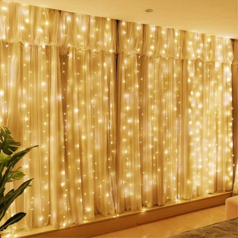 3*3M závesné svetlá, LED vnútorné dekoratívne svetlá, medené drôtené svetlá, svetlá atmosféry v miestnosti, 300 svetiel, diaľkové ovládanie USB