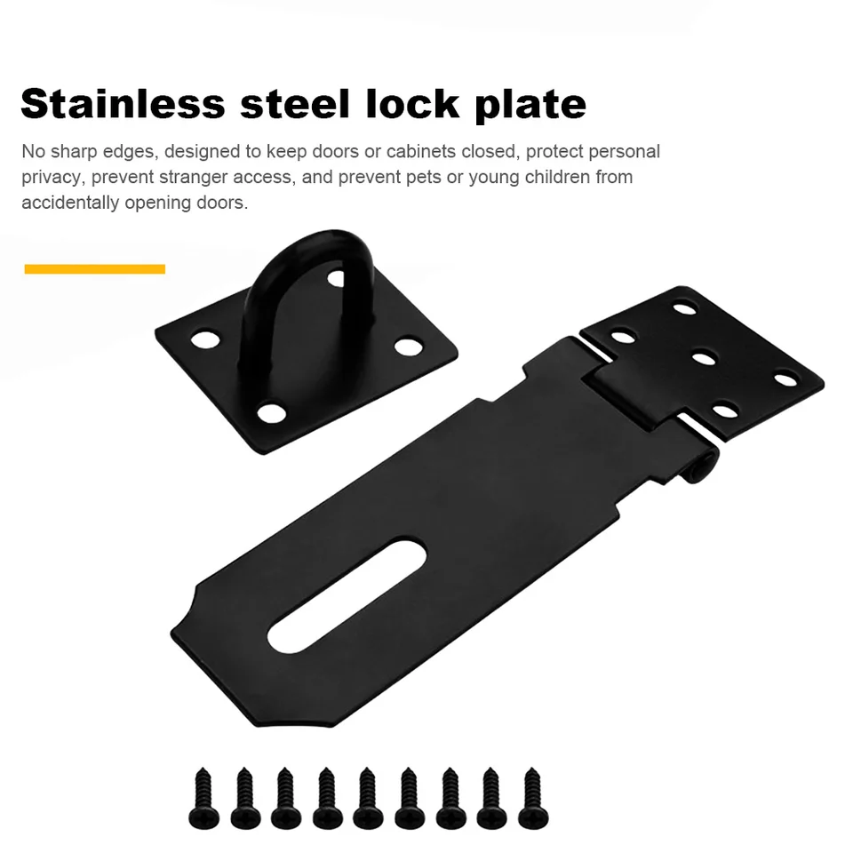 3/4/5 palca Hasp Latch Latch Závesný zámok z nehrdzavejúcej ocele Závesný zámok Black Gate Dvere Latch Latch Latch Latch Latch High Duty pre zásuvku skrinky dverí