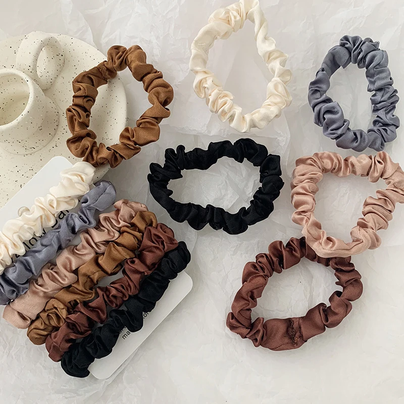 3/4/6ks súprava hodvábnych vlasových scrunchies elastické vlasové pásy pre ženy Hairbands kvetinové látky gumové pásy cytail vlasové doplnky 집게핀