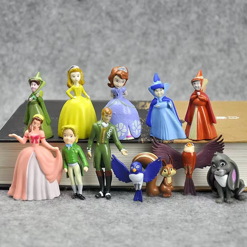 3-4 cm 12ks/lot Sofia Prvé postavy Princezná Sophia Amber Cilo Prince James Queen Miranda Bird Clover Králikové zvieracie hračky