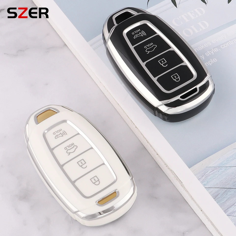 3 4 gombíky TPU Car Key Case Shell FOB pre Hyundai I30 IX35 Kona Encino Solaris Azera Grandeur IG Accent Santa Fe Palisade