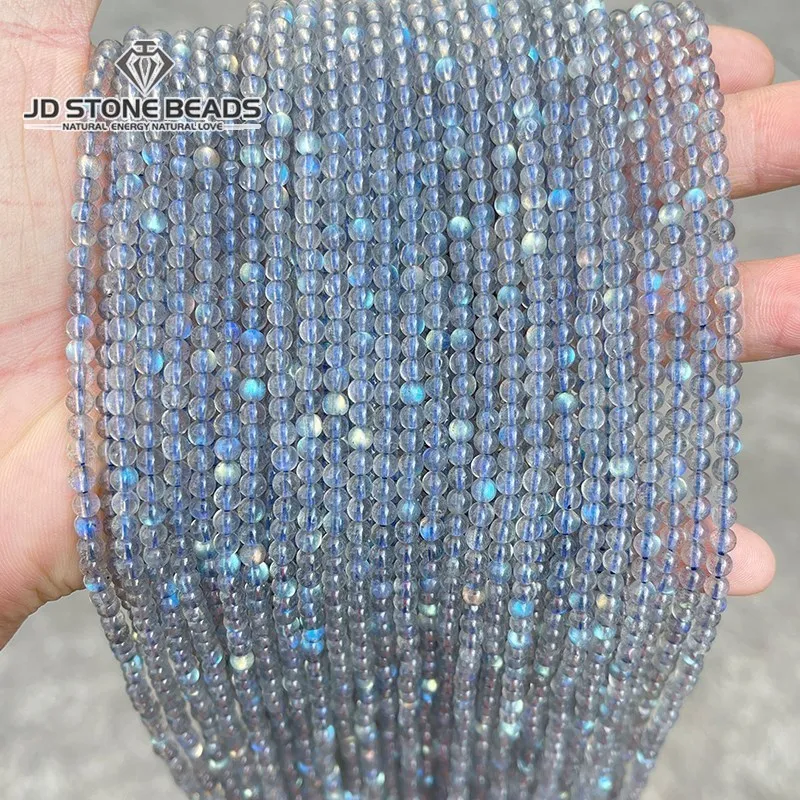 3 4 mm prírodný šedý mesačný kameň korálky lesklý labradorit Jasper Gemstone Malé drobné korálky pre šperky výroby Náramok Náramok