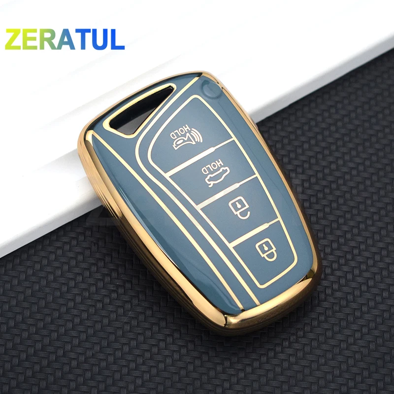 3/4 tlačidlo pre Hyundai Santa Fe Sport IX45 Equus Centennial Genesis G80 Grandeur Azera TPU Car Key Case Cover FOB FOB