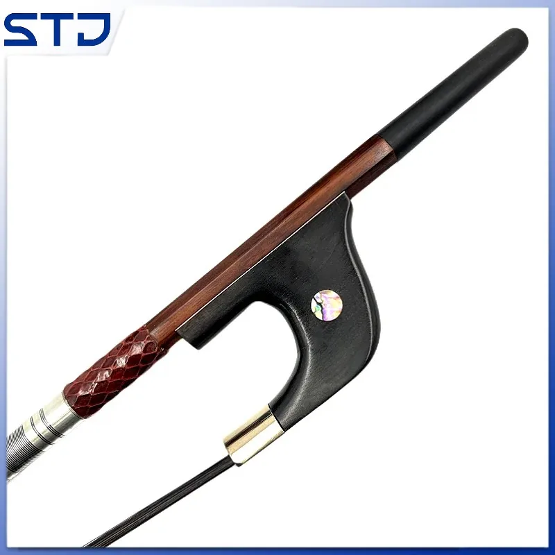 3/4 Vzpriamené basové luky 1ks nemecký štýl Snakewood Letterwood, meď, ebenová žaba, sibírska biela/čierna konská sústa