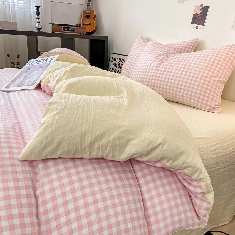 3/4ks pokožka, ktorá je vhodná pre prikrývku prikrývku Plaid Plaid Opyt Covers Double Bočný kryt постельное белье domáce pokrývky