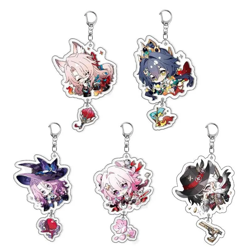 3/4ks/set Anime Keychains Honkai: Star Rail for Women Auto príslušenstvo Keychain akrylové roztomilé kľúčové reťazce