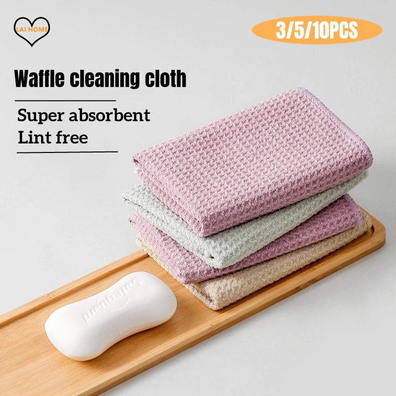 3/5/10ks Waffle Mikrofiber Cloth pre stolovú dosku bez vločkového utierky s ananásom mriežky Čistenie handry kuchynské utierky do suchých riadu