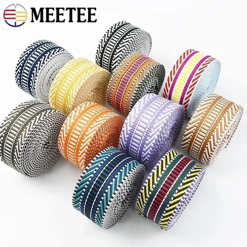 3/5/8/10 metrov Meettee 3/2 '' 38 mm polyester bavlna Jacquard Webbing TAPES TAGE RAP REAP BELT LACE ZÁVENIE ODPADOVÉHO ZARIADENIA