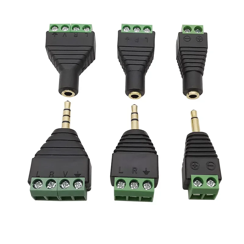 3,5 mm 2/3/4 Pole Samec Plug/ženská zásuvka na skrutku konektora konektora Mono/Stereo 3,5 mm 1/8 palca adaptér pre slúchadlá