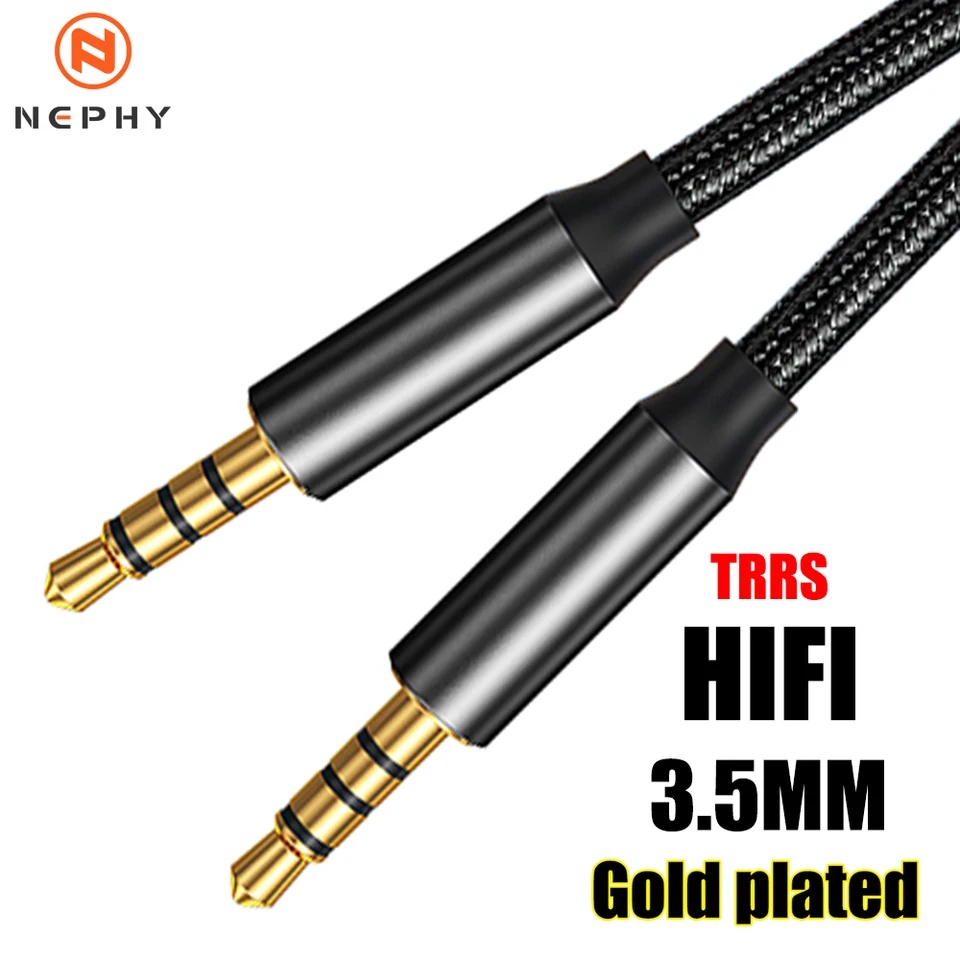 3,5 mm až 3,5 mm trrs 4 pólový kábel Aux pre náhlavnú súpravu slúchadiel v aute hudba hifi stereofónny zvukový zvukový rozšírenie 0,5 m 1 m dlhý