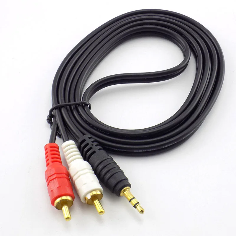 3,5 mm konektor plug Jack do 2 RCA Mužská hudba Stereo Audio Adapter Cable Audio Aux Line pre mp3 telefóny TV Zvukové reproduktory D6