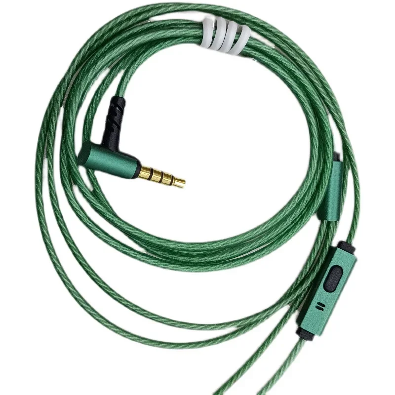 3,5 mm konektor zelený strieborný klenutý OFC nahradený zvukový kábel s mikrofónom