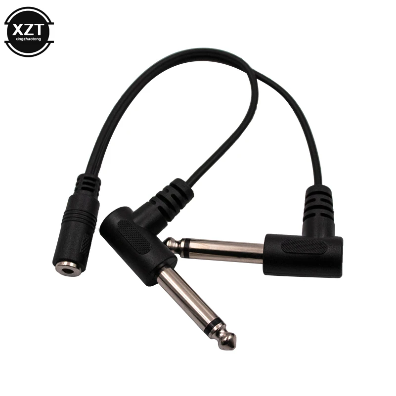 3,5 mm mini 1/8 palca TRS stereo ženský konektor na duálne 1/4 6,35 mm mužské zátky mono ts pravý uhlový zvukový adaptér