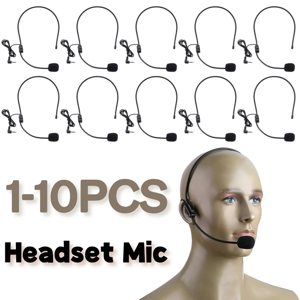 3,5 mm prednáška zástrčky Výučba headset mic mic na hlave s prenosnou hlavou Wear Mikrofón hlasový zosilňovač ľahký pre výučbu stretnutia