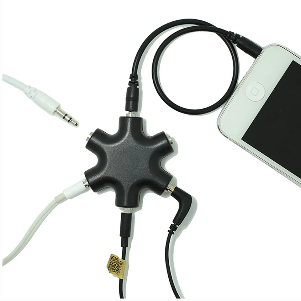 3,5 mm Serfón Audio Splitter 1 Muž do 1 2 3 4 5 Ženský kábel 5 spôsob, ako port hudba Hudba zvukové káble