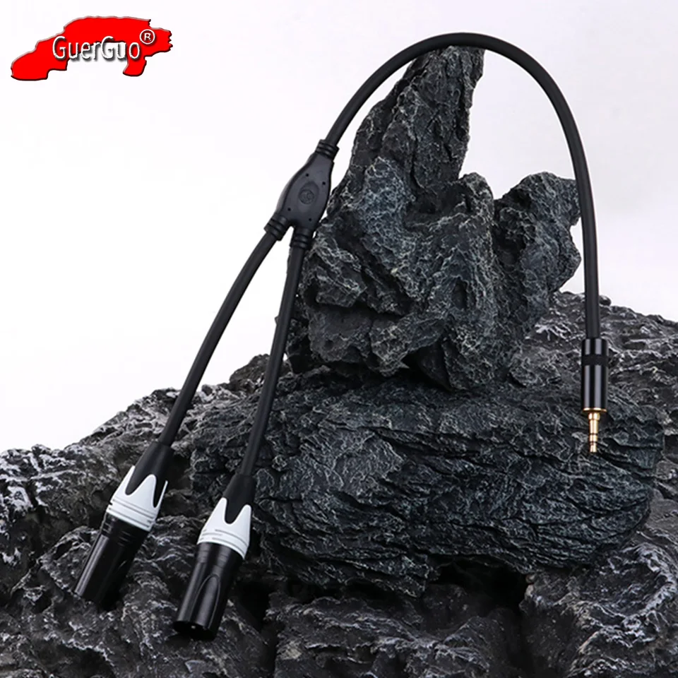 3,5 mm TRS až 2 XLR Pro Stereo kábel, 1/8 palcový samec samec 3pin xlr samec y splitter adaptérový kábel, Aux k dvojitému rozbíjajúcemu riadku XLR