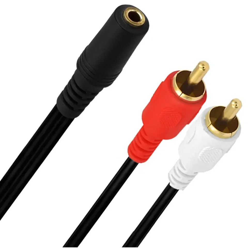 3,5 mm zástrčka (samice) na dva zdviháky RCA （Muž)